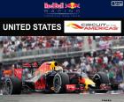 Даниэль Риккардо, третий в 2016 Гран-при США 2016 пилотировании его Red Bull